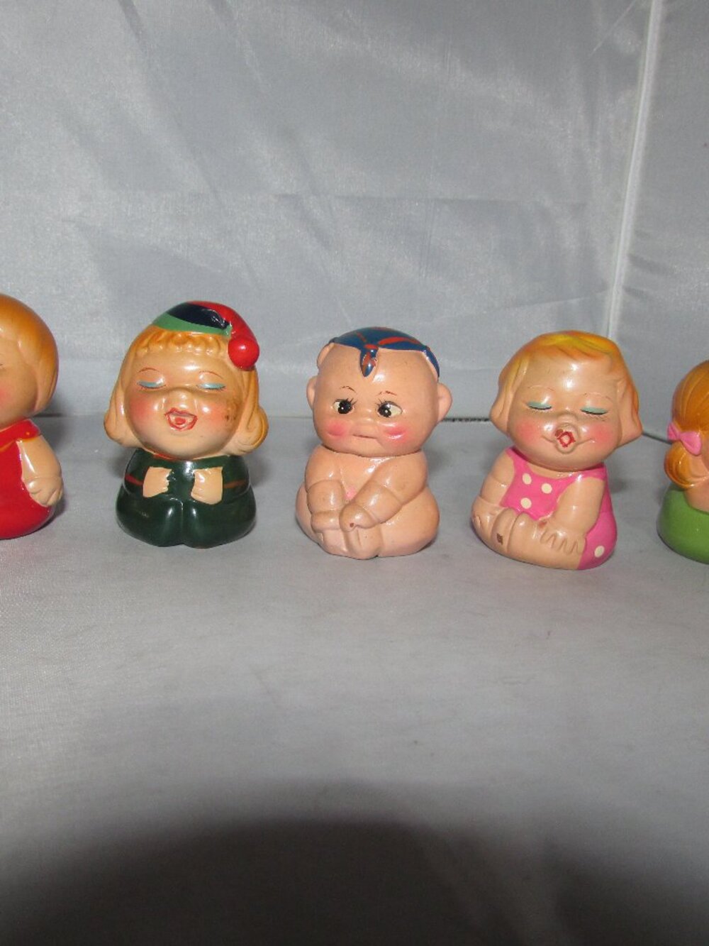 Set Of 5 VTG 1950s Ceramic Kewpie Cry Babies Novelty Pencil Sharpeners Used